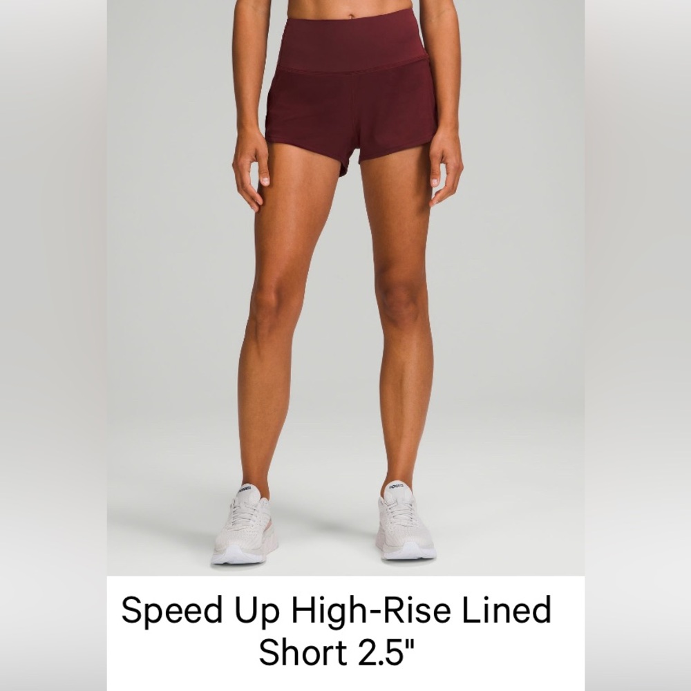 Lululemon Speed Up Short High Rise 2.5” Lined Red Merlot Size 6